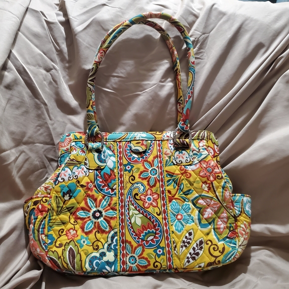 Vera Bradley Handbags - Vera Bradley Yellow Floral Quilted Shoulder Bag